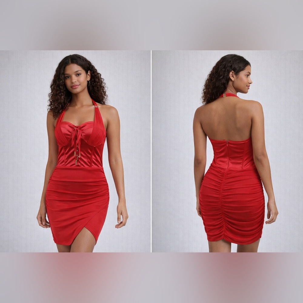 NWT Bodycon Red halter top corset dress